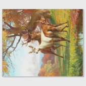 Papier Cadeau Deux Cerfs Rouges Et Blancs Dans La Découpage De L (Plat)