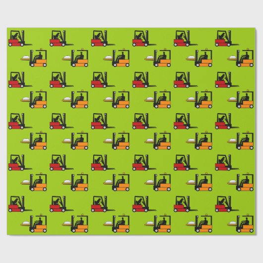 Papier Cadeau Deux chariots élévateurs Un chien s'amuse N'import (Plat)