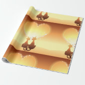 Papier Cadeau Deux Chats En Papier D'Enveloppement Amoureux (Déroulé)
