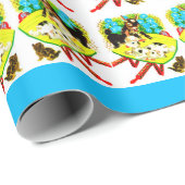 Papier Cadeau deux chèvres un chaton (Coin rond)