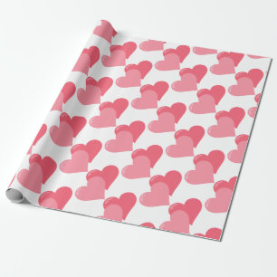 Papier Cadeau Deux Coeurs roses