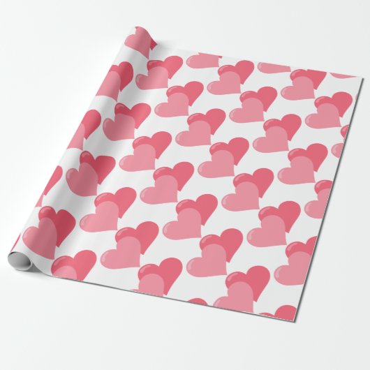 Papier Cadeau Deux Coeurs roses (Déroulé)