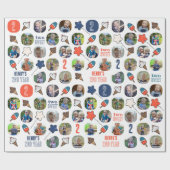 Papier Cadeau Deux crème glacée douce bébé 2e année photo annive (Plat)