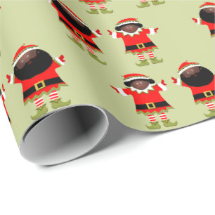 Papier Cadeau Deux Elfes de Noël Cadeau