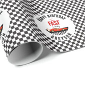 Papier Cadeau Deux Fast Race Car Boy 2e fête d'anniversaire (Coin rond)