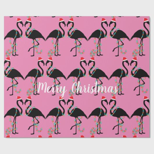 Papier Cadeau Deux Flamingos Noël (Plat)