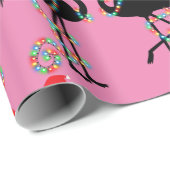 Papier Cadeau Deux Flamingos Noël (Coin rond)