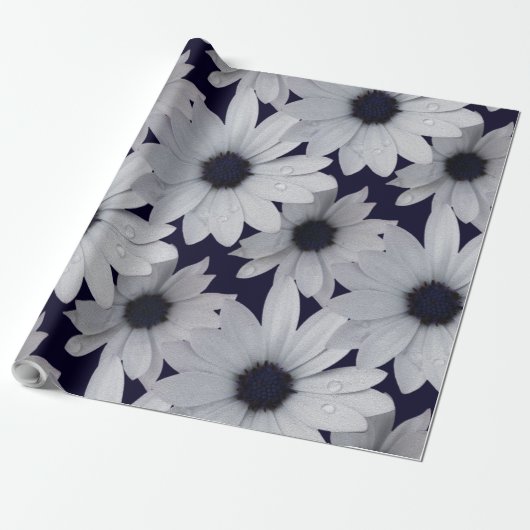 Papier Cadeau deux fleurs blanches (Déroulé)