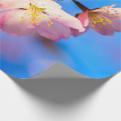 Papier Cadeau Deux Fleurs Sakura En Bleu (Coin)