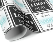 Papier Cadeau Deux logos événement blanc simple fond (Coin rond)