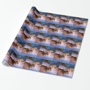 Papier Cadeau Deux loups gris en hiver