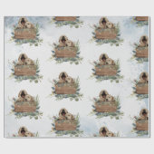 Papier Cadeau Deux marionnettes aquarelle bébé (Plat)