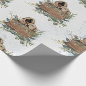 Papier Cadeau Deux marionnettes aquarelle bébé (Coin)