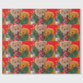 Papier Cadeau Deux nounours avec verdure et arc (Plat)