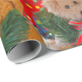 Papier Cadeau Deux nounours avec verdure et arc (Coin rond)
