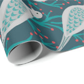 Papier Cadeau Deux (ou plus !) tourterelles en turquoise (Coin rond)