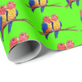 Papier Cadeau Deux perroquets sur une perche (Coin rond)