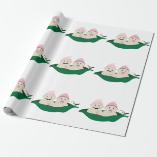 Papier Cadeau Deux pois dans une cosse jumelle des bébés