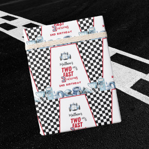 Papier Cadeau Deux Rapide 2ème anniversaire Garçon Voiture de Co