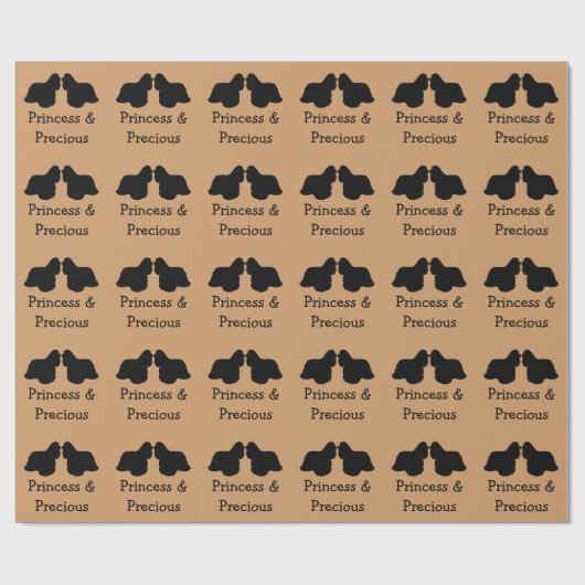 Papier Cadeau Deux Spaniels Cocker Enveloppant Du Papier (Plat)