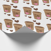 Papier Cadeau deux tasses de café avec des coeurs d'amour (Coin)