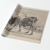 Papier Cadeau Deux taureaux de combat (par Paulus Potter) (Déroulé)
