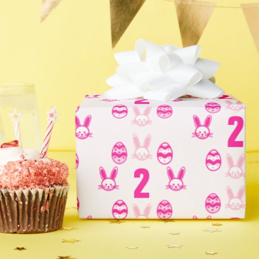 Papier Cadeau Deuxième anniversaire de Pâques rose (Fête d'anniversaire)