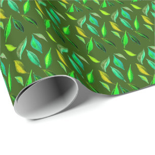 Papier Cadeau Devenez écolo éco feuille aquarelle illustration