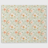 Papier Cadeau Déversoir de mariage floral rose joli menthe pêche (Plat)