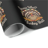 Papier Cadeau Devinez Ce Que La Turquie Mais Drôle Thanksgiving  (Coin rond)