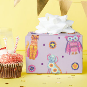 Papier Cadeau Dia de los Muertos Animaux Papier à enveloppement 