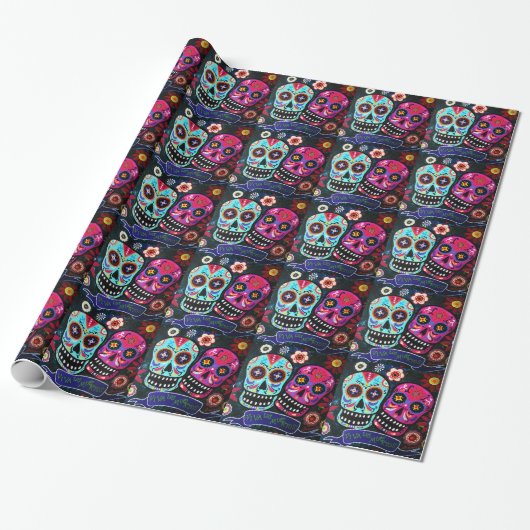 Papier Cadeau Dia de los Muertos Couple (Déroulé)