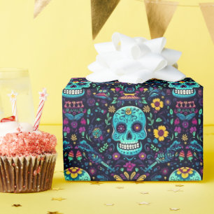 Papier Cadeau Día de Muertos Reverie : Turquoise Sugar Skull Spe