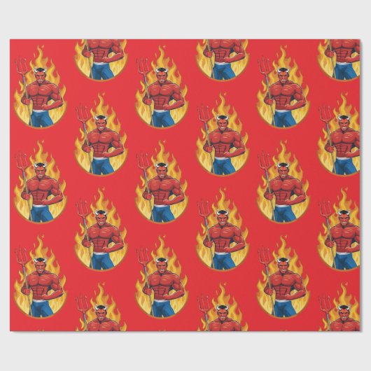 Papier Cadeau Diable avec trident (Plat)