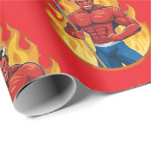 Papier Cadeau Diable avec trident (Coin rond)