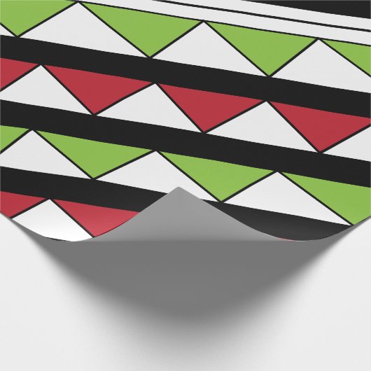 Papier Cadeau Diagonal Grandes Vert Rouge Triangles Motif (Coin)
