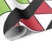 Papier Cadeau Diagonal Grandes Vert Rouge Triangles Motif (Coin rond)