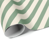 Papier Cadeau Diagonal Stripes Noël Sage Off Blanc (Coin rond)