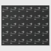 Papier Cadeau Diamant aux roses blanches sur le noir floral (Plat)