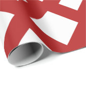 Papier Cadeau Diamant blanc, Bordure rouge gras (Coin rond)