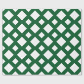 Papier Cadeau Diamant blanc, Bordure vert gras (Plat)
