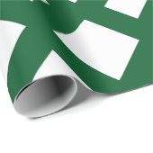 Papier Cadeau Diamant blanc, Bordure vert gras (Coin rond)