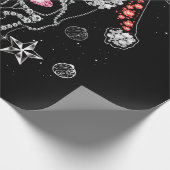 Papier Cadeau Diamant du crâne avec Noël Chapeau Noël Pyjama Noë (Coin)