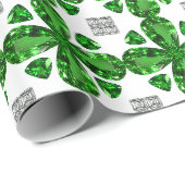 Papier Cadeau Diamant & Emerald Gemstone Art, Vert (Coin rond)