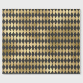 Papier Cadeau Diamant feuille d'or et gris (Plat)