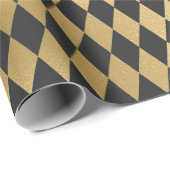 Papier Cadeau Diamant feuille d'or et gris (Coin rond)