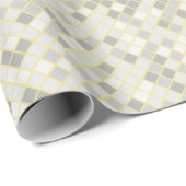 Papier Cadeau Diamant Géométrique Moderne Jaune et Gris (Coin rond)