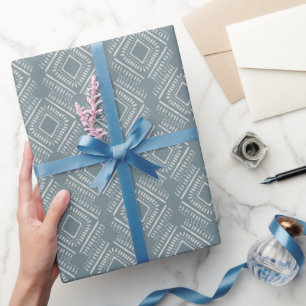 Papier Cadeau Diamant géométrique moderne Motif ardoise bleu