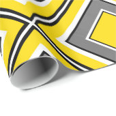 Papier Cadeau Diamant jaune gris géométrique (Coin rond)