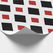 Papier Cadeau Diamant noir, Bordure en blanc gras sur Rouge (Coin)